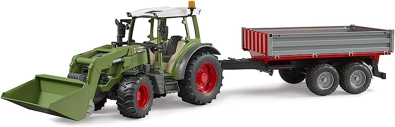 BRUDER Traktor Fendt Vario 211 mit Frontlader & Bordwandanhänger