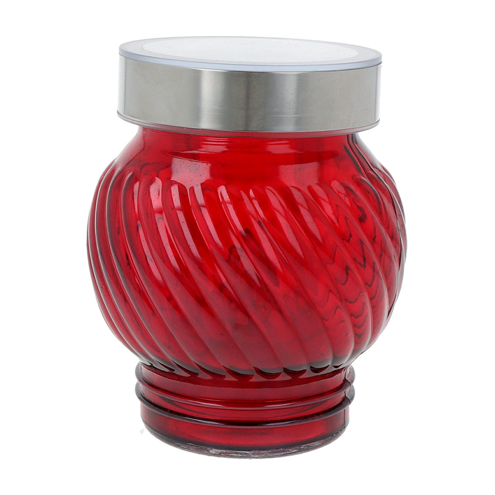 HOFER KERZEN Solar-LED-Grablicht aus Glas CERES, rot