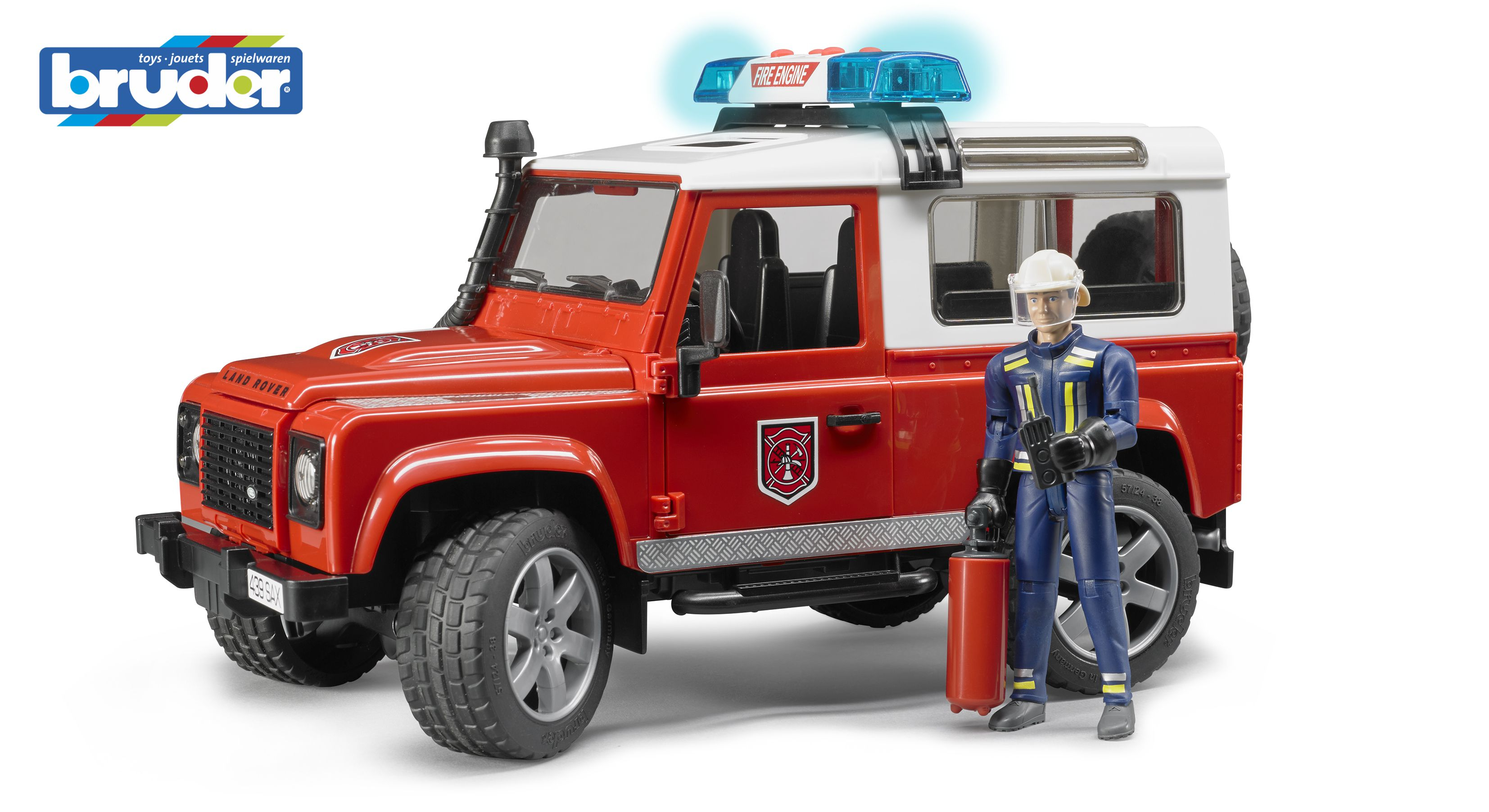 BRUDER Land Rover Defender Station Wagon Feuerwehr-Einsatzfahrzeug
