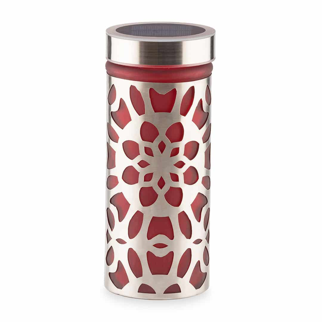 HOFER KERZEN Solar-LED-Grablicht aus Glas JUVENTAS, rot