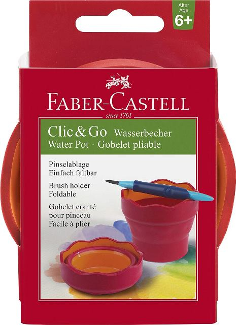 Faber Castell Wasserbecher "Clic&Go" rot