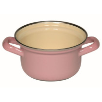 Riess Emaille Kasserolle (Minitopf) mit Chromrand, Ø 12cm, 1,2 Lt (rosa)