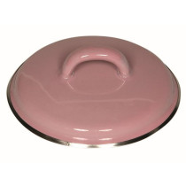 Riess Emaille Deckel mit Chromrand, Ø 12cm rosa