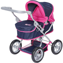 KNORR TOYS  Puppenwagen "First" (flying hearts blue pink)
