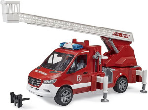 BRUDER MB Sprinter Feuerwehr mit Drehleiter, Pumpe und Light & Sound Modul