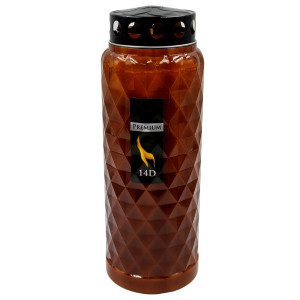 Carinthia-Trade Grabkerze Grablampe "KRISTALL" PREMIUM, BRAUN, 14 Tage Brenndauer
