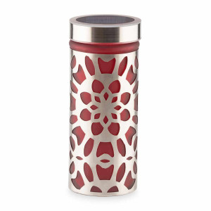 HOFER KERZEN Solar-LED-Grablicht aus Glas JUVENTAS, rot