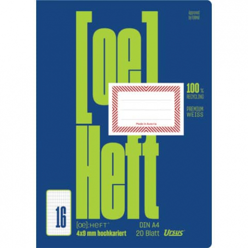 URSUS Heft A4, hochkariert, ohne Rahmen, 20 Bl.