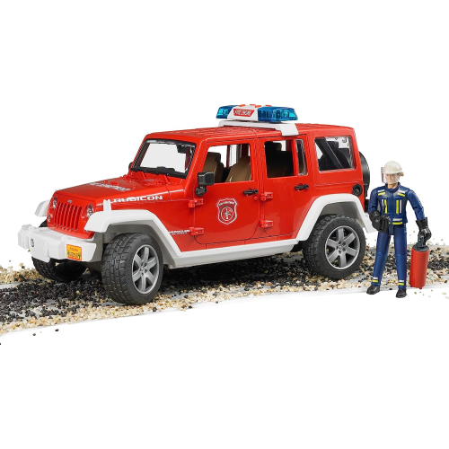 BRUDER Jeep Wrangler Unlimited Rubicon Feuerwehrfahrzeug mit Feuerwehrmann