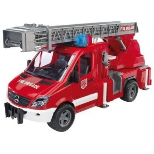 BRUDER Mercedes Benz Sprinter Feuerwehr mit Drehleiter, Wasserpumpe undLightand Sound Module (trucks) inkl.
