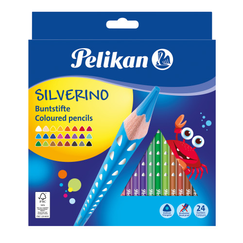 Pelikan Buntstifte Silverino, dreieckig dünn, 24 Stück im Karton-Etui