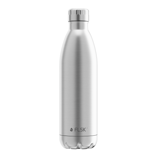 FLSK Trinkflasche aus Edelstahl, Isolierflasche,  DAS ORIGINAL, 750ml (edelstahl gebürstet)