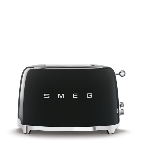 SMEG 2-Scheiben-Toaster 50's Style TSF01 (schwarz) inkl. GRATIS Brötchen-Röstaufsatz