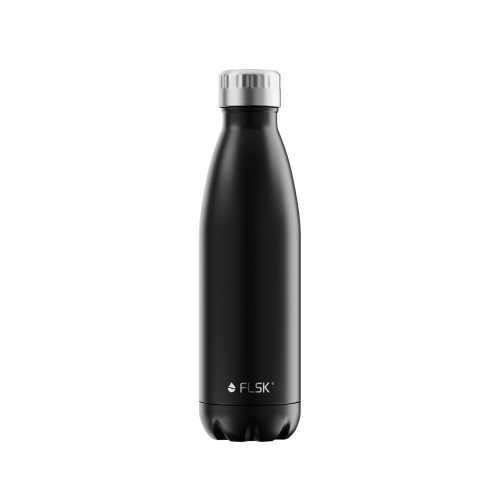 FLSK Trinkflasche aus Edelstahl, Isolierflasche,  DAS ORIGINAL, 500ml (black)